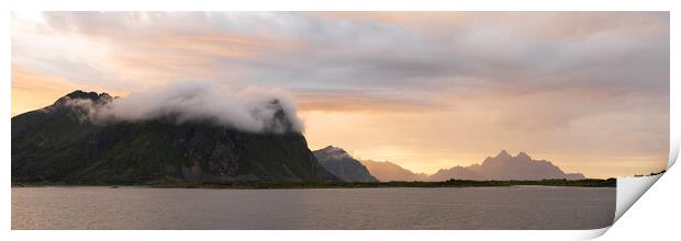 Rolvsfjorden Vestvagoya mountains sunrise Lofoten Islands Print by Sonny Ryse