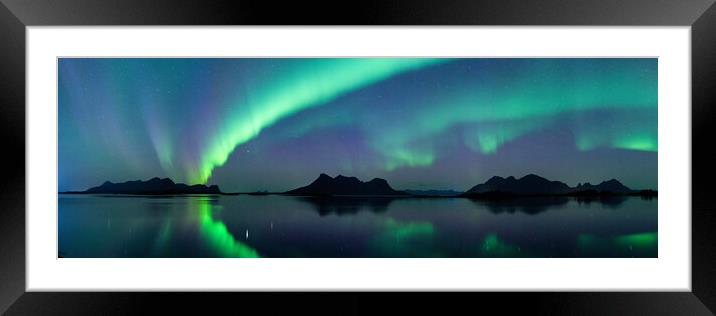 Sagfjorden Fjord Northern Lights Lundoya Island Engeloya Framed Mounted Print by Sonny Ryse