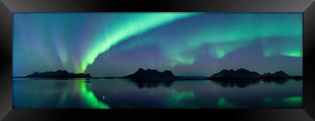 Sagfjorden Fjord Northern Lights Lundoya Island Engeloya Framed Print by Sonny Ryse