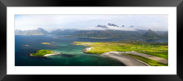 Sandbotnen bay and beach Flakstadoya Lofoten Islands Framed Mounted Print by Sonny Ryse