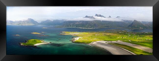 Sandbotnen bay and beach Flakstadoya Lofoten Islands Framed Print by Sonny Ryse