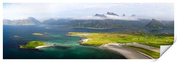 Sandbotnen bay and beach Flakstadoya Lofoten Islands Print by Sonny Ryse