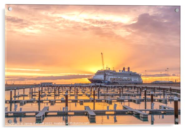 Sunrise over Dover Marina  Acrylic by James Eastwell