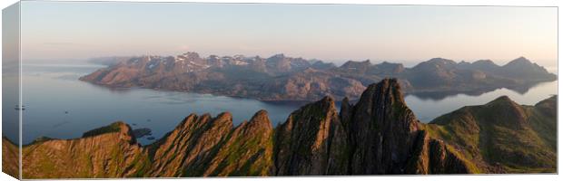 Skottinden mountain aerial ballstad Flakstadoya lofoten islands Canvas Print by Sonny Ryse