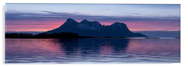 Skranstadosen bay sunset Sagfjorden Lundøya Engeløya Skutvika  Acrylic by Sonny Ryse