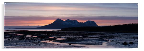 Skranstadosen bay sunset Sagfjorden Lundøya Engeløya Skutvika  Acrylic by Sonny Ryse