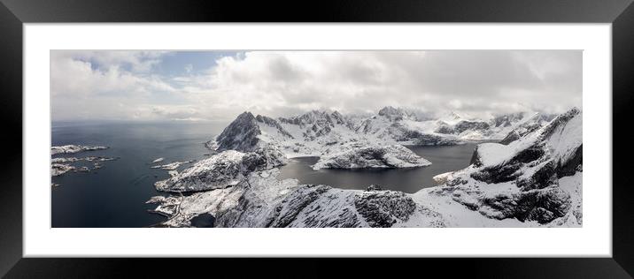 Solbjørnvatnet Lake Moskenes Lofoten Islands snow arctic circle Framed Mounted Print by Sonny Ryse
