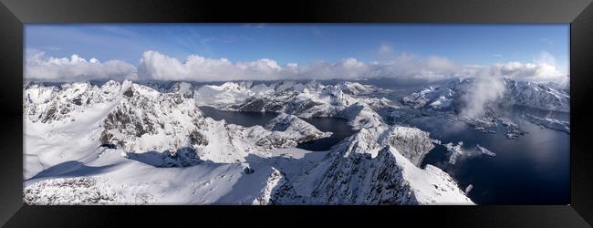 Solbjørnvatnet Lake Moskenes Lofoten Islands snow arctic circle Framed Print by Sonny Ryse