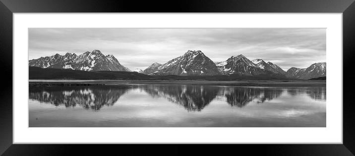 Sorfjorden Lyngen Alps Black and white Troms Norway Framed Mounted Print by Sonny Ryse