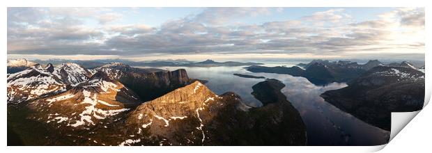 Stefjorden Aktseyarre Nordland mountains aerial Norway Print by Sonny Ryse