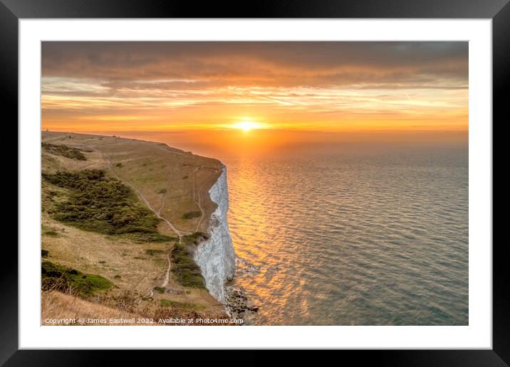White cliffs of Dover sunrise Framed Mounted Print by James Eastwell