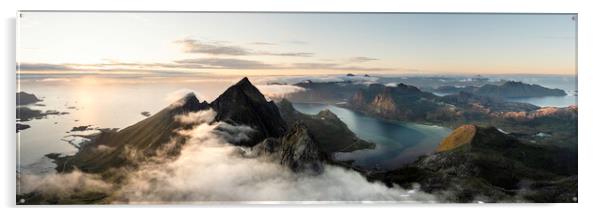 Stortinden Mountain aerial flakstadoya Lofoten islands Acrylic by Sonny Ryse