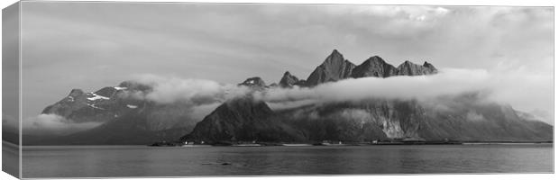 Stortinden mountain flakstadøya fjord bay lofoten Islands norwa Canvas Print by Sonny Ryse