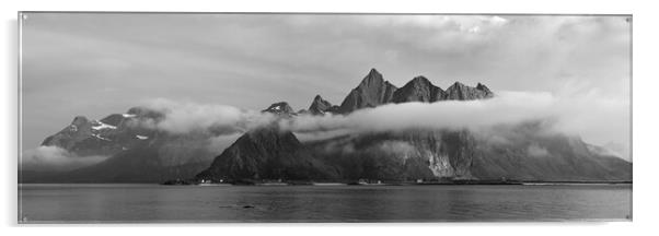 Stortinden mountain flakstadøya fjord bay lofoten Islands norwa Acrylic by Sonny Ryse
