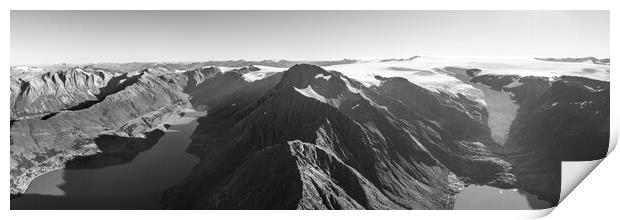 Svartisen Glacier Saltfjell mountain range Nordland Norway black Print by Sonny Ryse