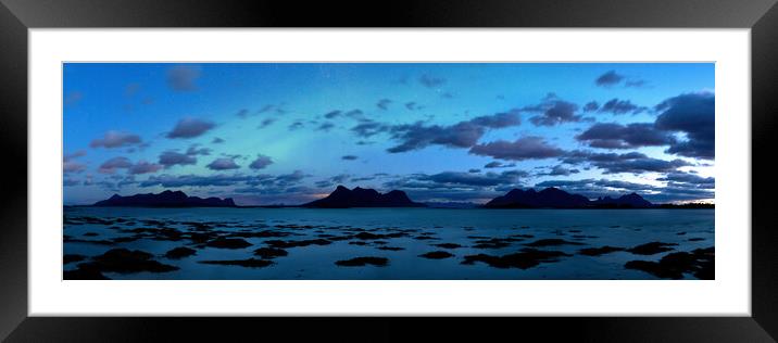 Straumfjord Fjord Aurora night norway Framed Mounted Print by Sonny Ryse
