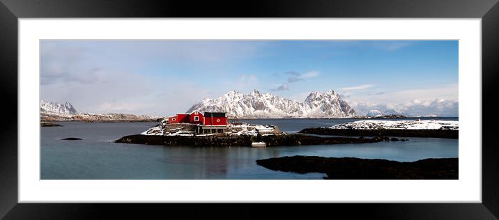 Svolvær Red cabin fishing hut Lille Molla Litlmolla Lofoten Isl Framed Mounted Print by Sonny Ryse