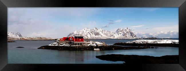 Svolvær Red cabin fishing hut Lille Molla Litlmolla Lofoten Isl Framed Print by Sonny Ryse