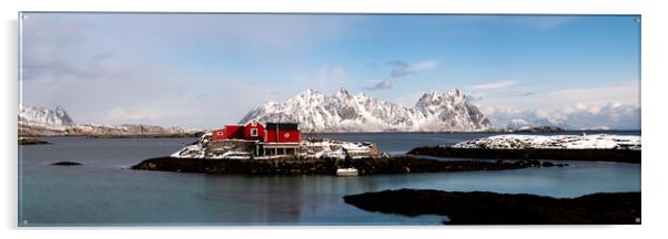 Svolvær Red cabin fishing hut Lille Molla Litlmolla Lofoten Isl Acrylic by Sonny Ryse