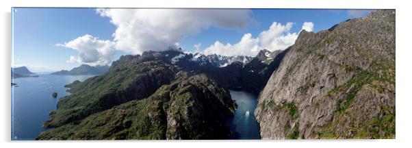 Trollsfjord aerial Lofoten island Vesteralen Norway Acrylic by Sonny Ryse