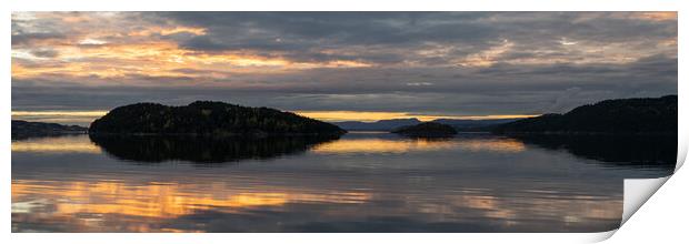 Trondheim Fjord sunset Norway Print by Sonny Ryse