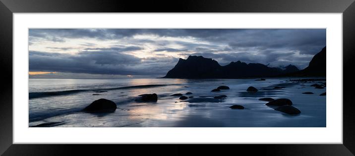 Uttakleiv Beach moody Lofoten Islands Framed Mounted Print by Sonny Ryse