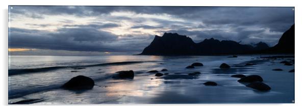 Uttakleiv Beach moody Lofoten Islands Acrylic by Sonny Ryse