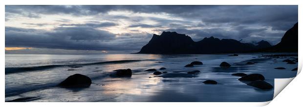 Uttakleiv Beach moody Lofoten Islands Print by Sonny Ryse