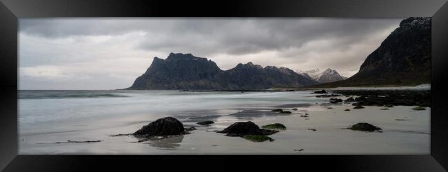 Uttakleiv Beach Lofoten Islands Vestvagoya Norway Framed Print by Sonny Ryse