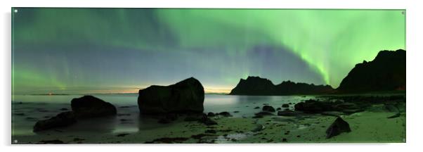 Uttakleiv Beach Northern Lights Vestvagoya Lofoten Islands Arcti Acrylic by Sonny Ryse