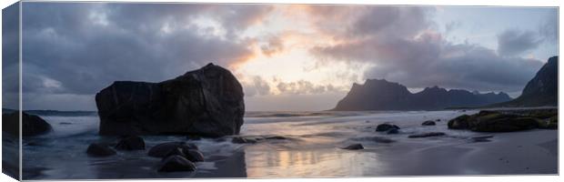 Uttkleiv Beach sunset Lofoten Islands Canvas Print by Sonny Ryse