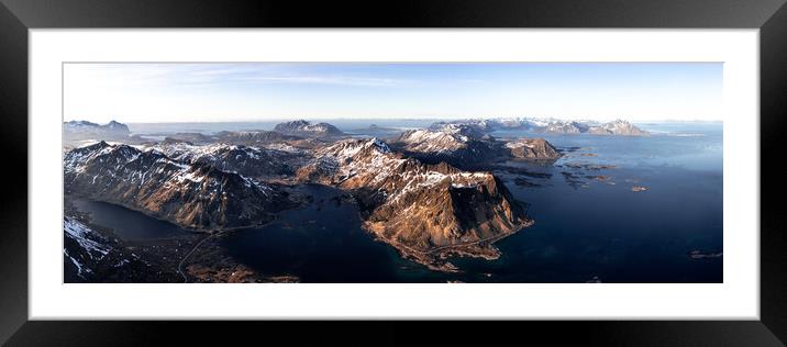 Valberg lofoten islands aerial drone Framed Mounted Print by Sonny Ryse