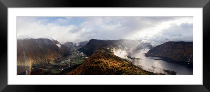 Valldal Valley and Norddalsfjorden aerial Norway Framed Mounted Print by Sonny Ryse