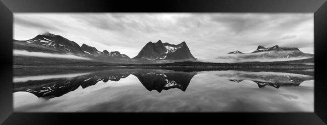 Valletinden mountains efjorden norway monochrome b&w Framed Print by Sonny Ryse