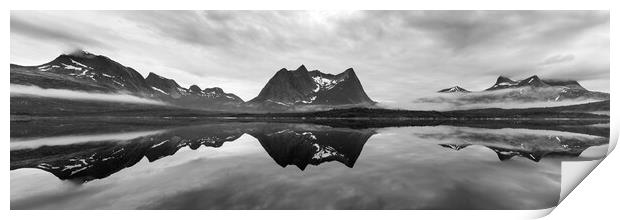 Valletinden mountains efjorden norway monochrome b&w Print by Sonny Ryse