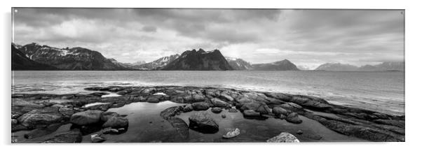 Vestvagoya island coast lofoten islands black and white 2 Acrylic by Sonny Ryse