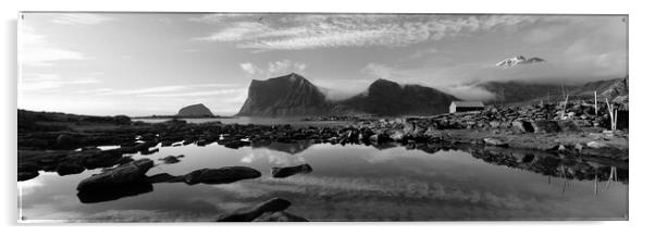 Veggen and Mannen Mountains Vestvagoya Lofoten Islands black and Acrylic by Sonny Ryse