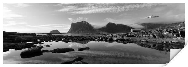 Veggen and Mannen Mountains Vestvagoya Lofoten Islands black and Print by Sonny Ryse