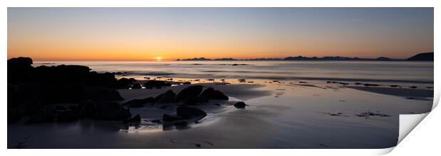 Vinjestranda beach midnight sun Gimsoya island Lofoten Islands 2 Print by Sonny Ryse