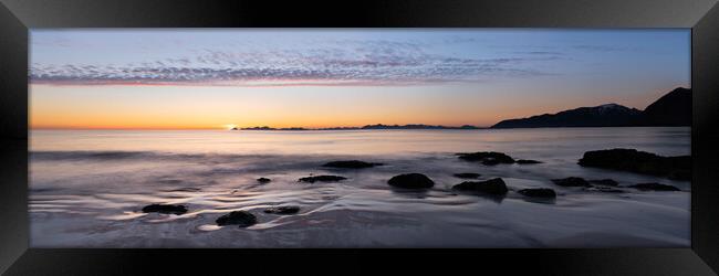 Vinjestranda beach midnight sun Gimsoya island Lofoten Islands Framed Print by Sonny Ryse