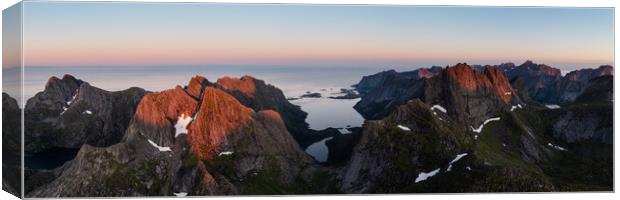 Vorfjorden Fjord Moskenesoya aerial Lofoten Islands Canvas Print by Sonny Ryse