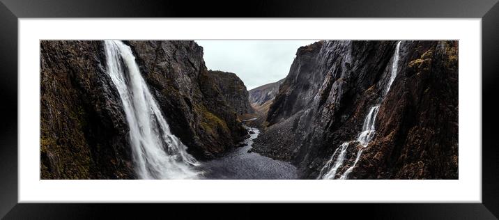 Vøringfossen Waterfall valley norway Framed Mounted Print by Sonny Ryse