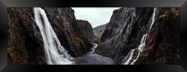 Vøringfossen Waterfall valley norway Framed Print by Sonny Ryse