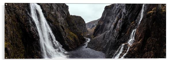 Vøringfossen Waterfall valley norway Acrylic by Sonny Ryse