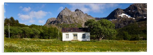 White Norwegian House Lofoten Islands Acrylic by Sonny Ryse