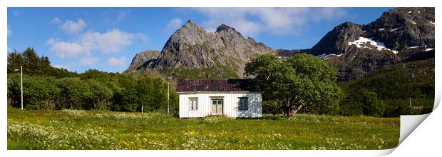 White Norwegian House Lofoten Islands Print by Sonny Ryse