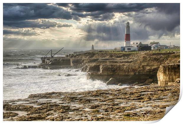 Thunderous Skies at Portland Bill Print by Roger Mechan