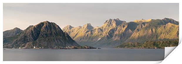 Sund Flakstadoya mountains Lofoten Islands Print by Sonny Ryse