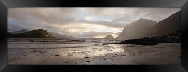 Haukland and vic beach Vestvagoya Lofoten Islands Framed Print by Sonny Ryse