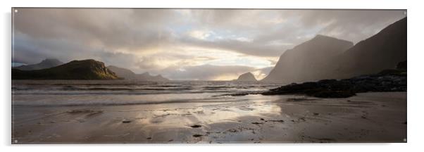 Haukland and vic beach Vestvagoya Lofoten Islands Acrylic by Sonny Ryse